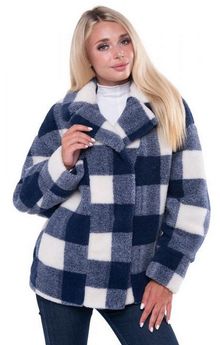 Product image of ქურთუკი ECO-BOHO ნატურალური შალი უჯრედული ლურჯი