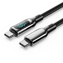 Product image of VENTION TAYBH Cotton Braided USB 2.0 C Male to C Male LED Display 5A მობილურის კაბელი 2მ