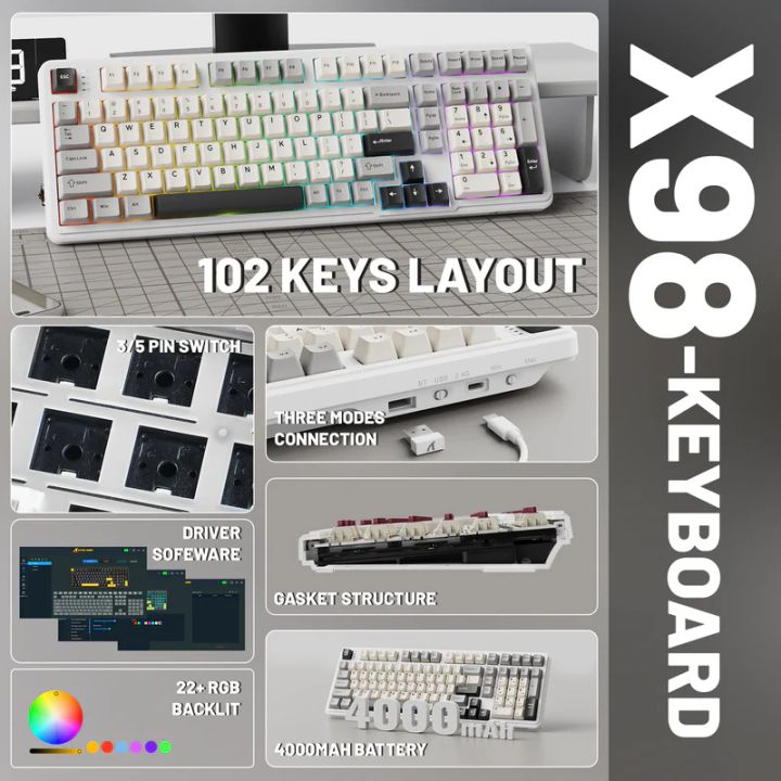 attack-shark-keyboard-mechanical-x98-1khz-gaming-klaviatura-photo-2