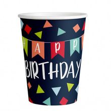 Product image of ქაღალდის ჭიქა 8ც ფერადი გეომეტ.ფიგურებით 250მლ