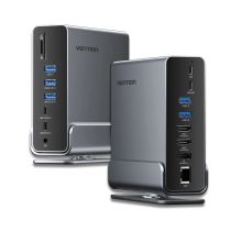 Product image of VENTION TPUH0 USB-C to USB3.0/DP/HDMI x 2/RJ45/SD/TF/3.5mm TRRS/PD MST Docking Station USB ჰაბი