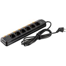 Product image of 2E 2E-SP6M3SWBK 6 SOCKET USB-A, TYPE-C POWER STRIP WITH SURGE PROTECTION, BLACK დენის დამაგრძელებელი 3მ