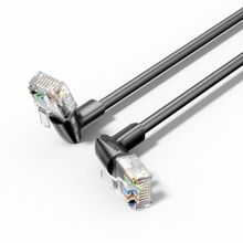 Product image of VENTION IBSBI Cat6A UTP Rotate Right Angle Ethernet Patch Cable 3M Black Slim Type Speed 10Gbps ქსელის კაბელი