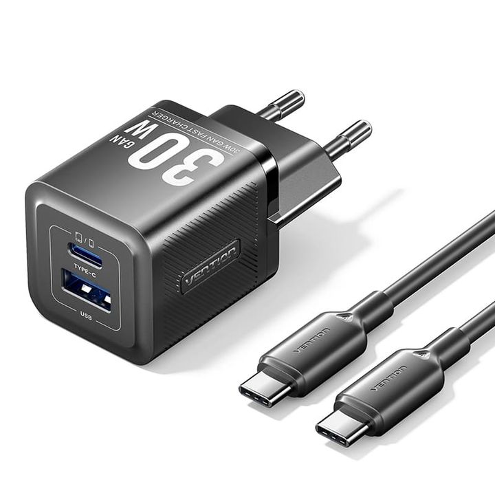 vention-tz-feqb0-eu-01-2-port-usb-c-a-gan-charger-30w30w-with-usb-c-to-usb-c-cable-1m-eu-plug-black