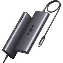 Product image of USB-C ჰაბი UGREEN CM639 (15534) Pro 210, HDMI, Type-C, USB-A, PD, RJ45, SD/Micro SD, Grey