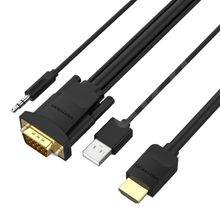 Product image of VENTION ABIBI HDMI to VGA Cable with Audio Output & USB Power Supply 3M Black