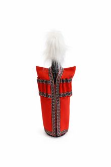 Product image of WineWear nanu-006ღვინის ბოთლის დეკორატიული ჩოხა წითელი ვერცხლისფერი კანტით