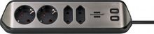 Product image of დამაგრძელებელი კუთხე 4 Brennenstuhl 2მ 2 USB ვერცხლისფერი შავი
