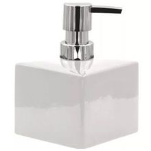 Product image of 2135501 თხევადი საპნის კონტეინერი Storage dispenser Cube, white, pump colour: chrome, ceramics / ABS