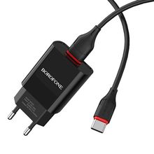 Product image of BOROFONE BA20A Sharp single port charger set(Type-C)(EU) Black