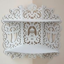 Product image of Craft story ხატების თარო თეთრი 2 იარუსიანი 55 სმ ეკლესიასთან ერთად