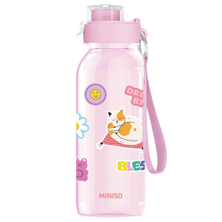 miniso-diy-series-flip-top-plastic-bottle-with-strap-1100ml-pink-botli