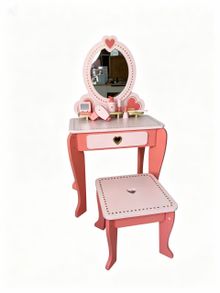 Product image of საბავშვო მაკიაჟის მაგიდა სარკით და 5 აქსესუარით ვარდისფერი – ხის დიზაინი