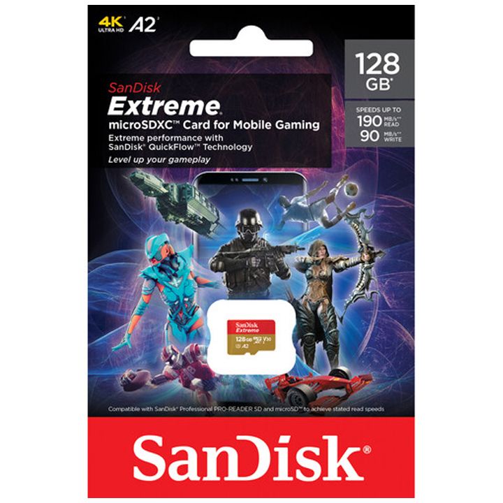 SanDisk SDSQXAA-128G-GN6GN Extreme 128GB microSDXC UHS-I მეხსიერების ...