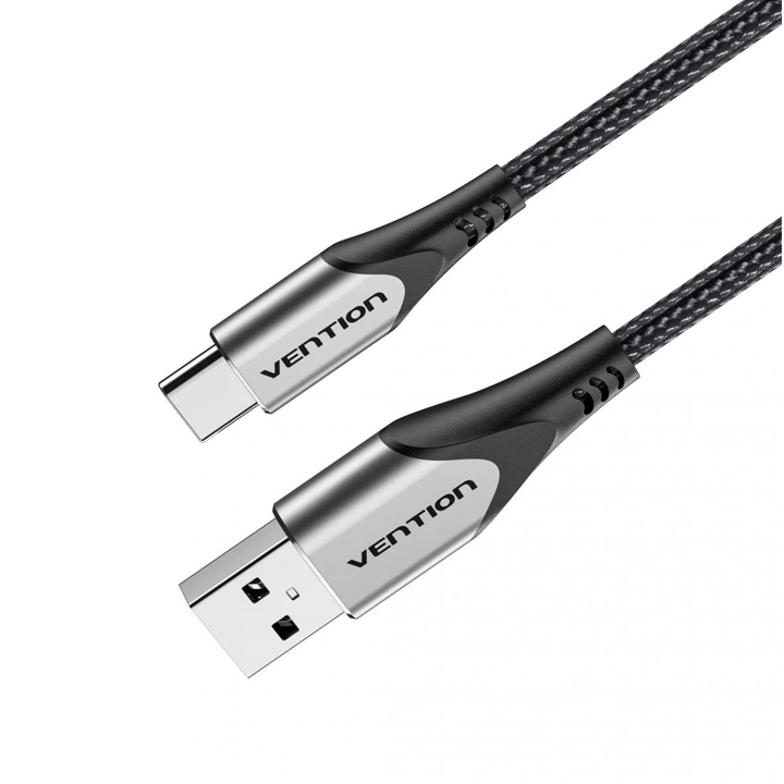 vention-codhh-cotton-braided-usb-20-a-male-to-c-male-3a-cable-2m-gray-aluminum-alloy-type
