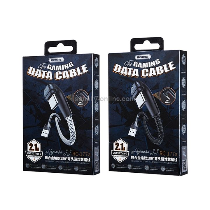 remax-heymanba-ii-21a-zinc-alloy-braided-gaming-data-cable-180-elbow-rc-177a-1m-type-c--black-photo-2