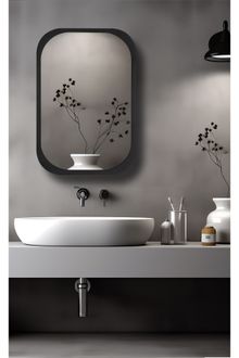 Product image of Flora Design, Side, აბაზანის სარკე-კარადა თაროთი, შავი, 75 x 50 სმ