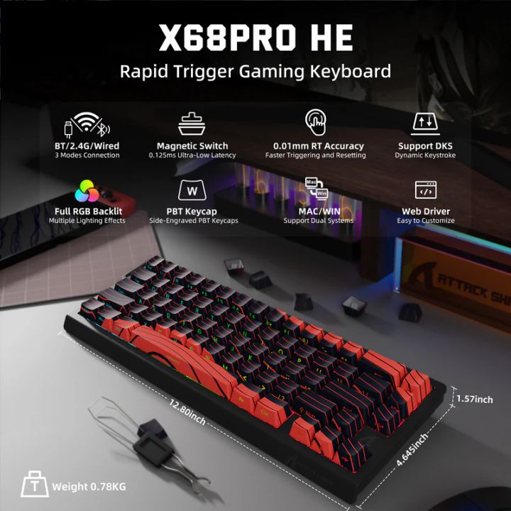 attack-shark-keyboard-magnetic-x68-pro-8khz-gaming-klaviatura-photo-2