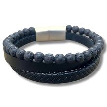 Product image of Pietra  ტყავის და ლავის ქვის სამაჯური