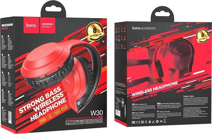 Hoco უსადენო ყურსასმენი W30 Fun move BT headphones red - Extra.ge - 364177