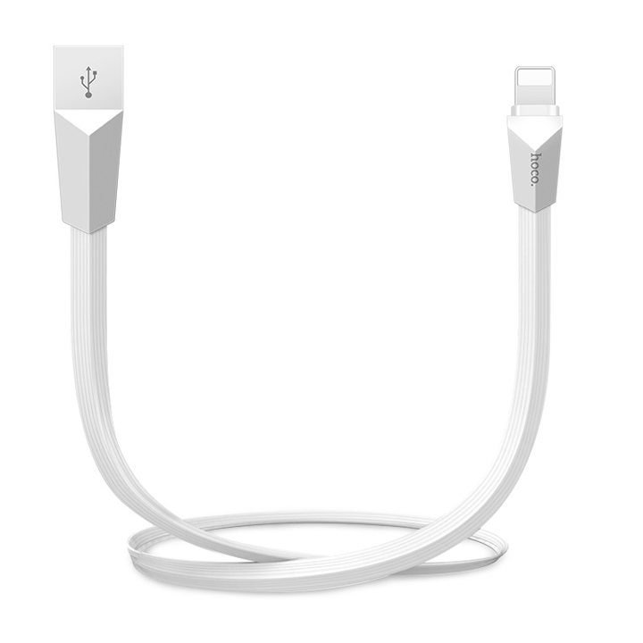 hoco-x4-zinc-alloy-rhombus-lightning-charging-cable-white-photo-2
