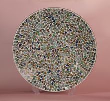 Product image of მინის ლანგარი - მოზაიკა (მწვანე კრემისფერში) 40 სმ