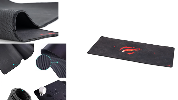 havit HV-MP861 Premium Fine Mesh Mouse Mat with Non-Slip Rubber Base, 700 x 300 x 3 mm, Black