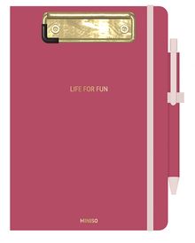 Product image of Minimalism Retro Collection A5 Clipboard Note Pad with Pen (Wine Red) ჩასანიშნი ფურცლები
