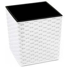 Product image of LAMELA JUKA LA595-05 თეთრი 25X25 სმ 11 ლ ყვავილის ქოთანი რატანის ეფექტით