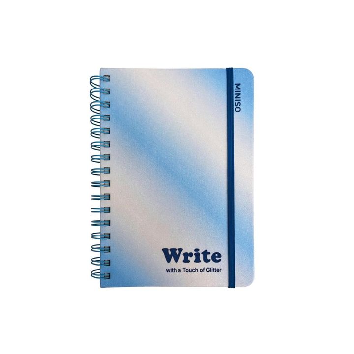 glitter-series-a5-glittery-gradient-pu-wire-bound-book-with-band-blue-80gv-bloknoti
