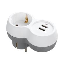 Product image of გამანაწილებელი ORNO 1 Schuko 2 USB-А თეთრი ნაცრისფერი