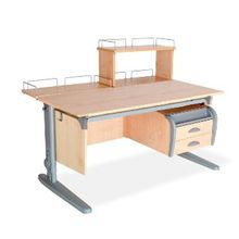 Product image of სამეცადინო მაგიდა ერგო ეკო 120 ტუმბოთი, უკანა ერთ და ორ იარუსიანი თაროთი