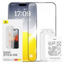 Product image of Baseus Sapphire Series HD Tempered Glass Screen Protector (with Built-in Dust Filter) for iP 15 Pro Max Clear ეკრანის დამცავი