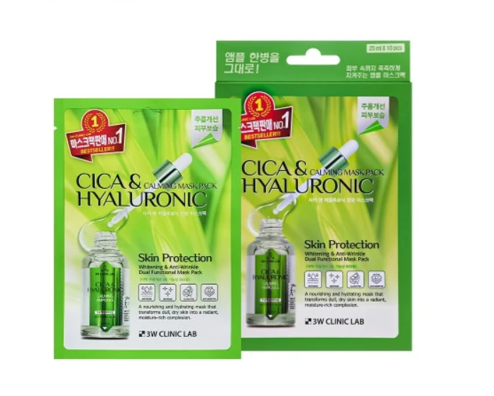 3W CLINIC Cica & Hyaluronic Calming Mask Pack სახის ნიღაბი