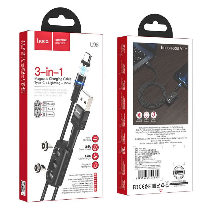 hoco-cable-u98-3-in-1-sunway-multi-functional-magnetic-charging-cable-lightningmicrotype-cblack-photo-4