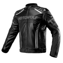 Product image of MOTOWOLF JM15 BLACK ტყავის დათბილული მოტო ქურთუკი დამცავებით