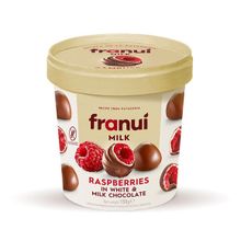 Product image of Franui გაყინული ჟოლო თეთრი და რძიანი შოკოლადის გარსში 150გრ