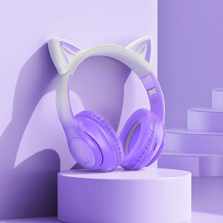 hoco-w42-cat-ears-bt-headphones-wireless-headset-purple-grape-photo-2