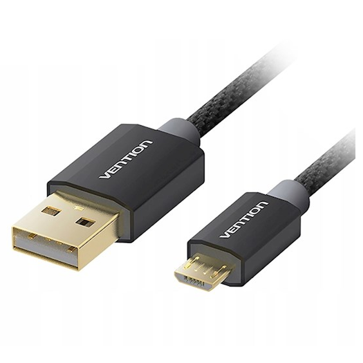 vention-cadbh-cotton-braided-usb20-a-male-to-micro-b-male-cable-2m-black-metal-type-gold-plated