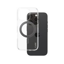 Product image of Mobile Phone Case/ CARE by PanzerGlass iPhone 16 Pro Feature Case Transparent w. Black Kickstand & MagSafe