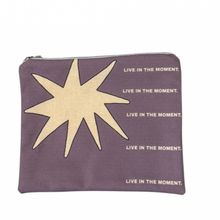 Product image of LoveStars Printed Cosmetic Bag Purple, White Star, LIVE IN THE MOMENT კოსმეტიკის ჩანთა