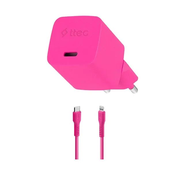 ttec-smartcharger-gan-20w-pd-travel-fast-charger-usb-c--lightning-cable-120cm-neon-pink-2scg20lnp-adapteri