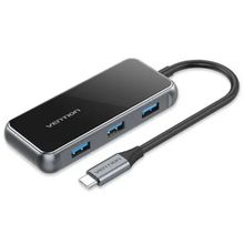 Product image of VENTION TFDHB Multi-function USB-C to USB3.0*4/PD Docking Station 0.15M Gray Mirrored Surface Type USB ჰაბი